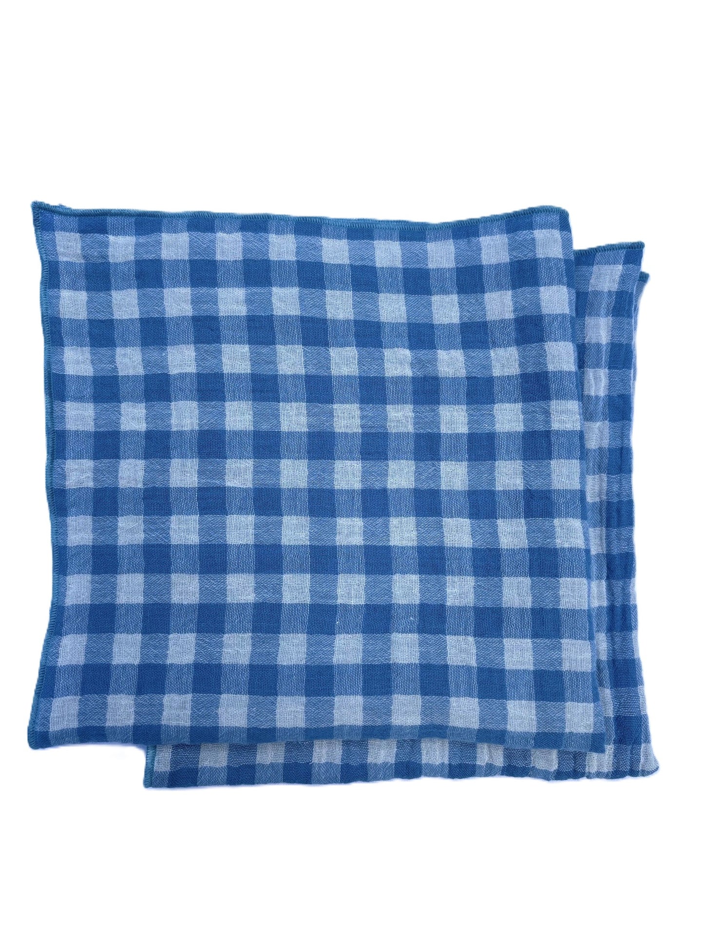 2 Serviettes de Table en Double Gaze de Coton – Vichy bleu – 40x40 cm
