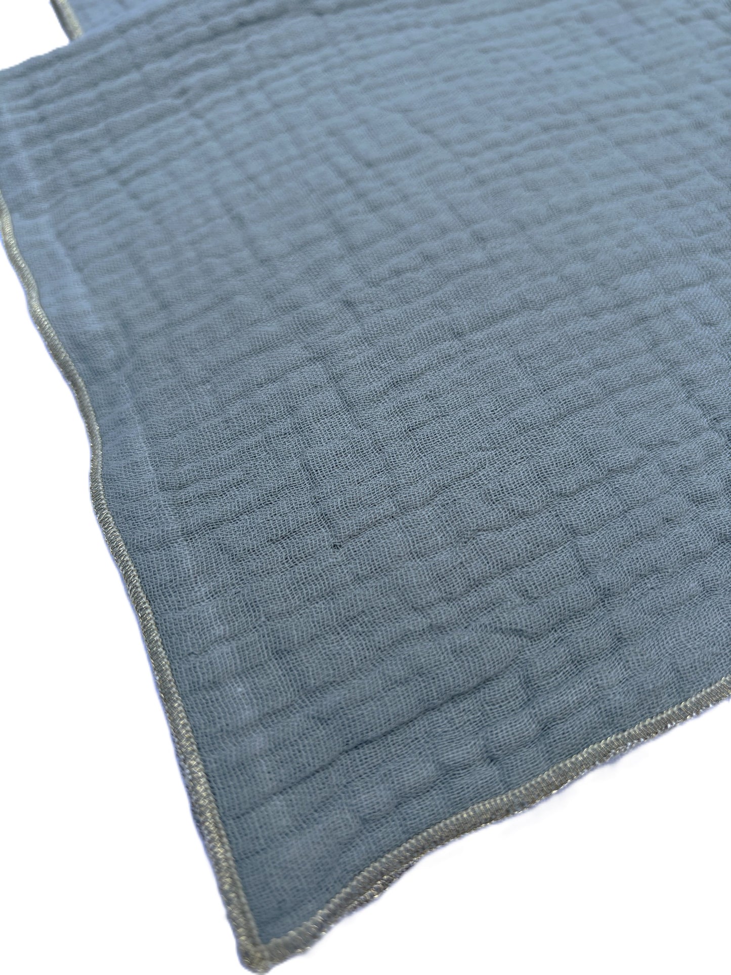 2 Serviettes de Table en Double Gaze de Coton – Uni Vert de Gris – 40x40 cm